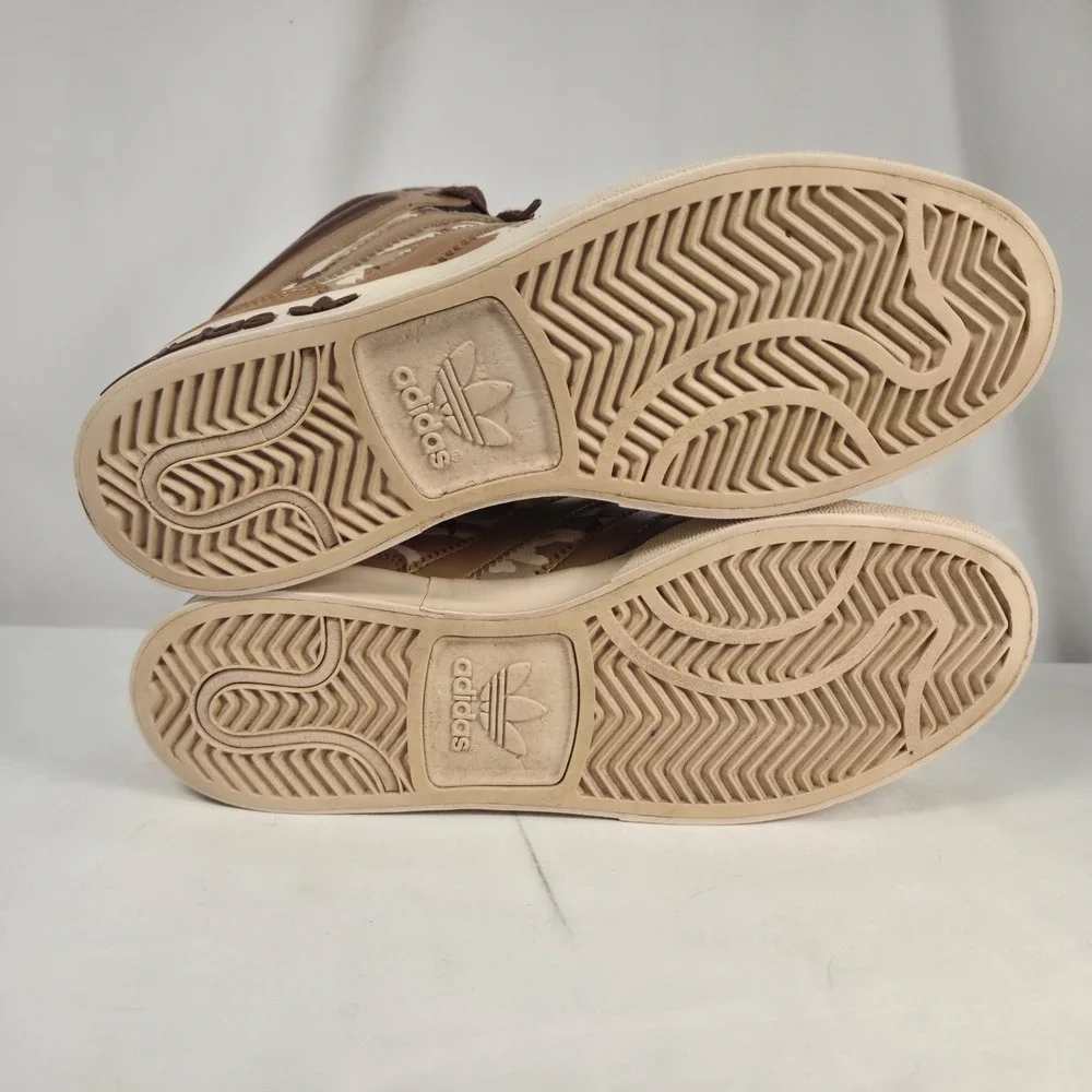 Adidas G66211 Original Top Court Hi Mens US 9 Brown Camo Big Stripes Sneakers